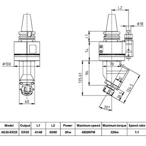 DRAKE haute qualité fixe 30 degrés tête de fraisage latérale Er16 Er20 Er25 Er32 bt30 bt40 bt50 er tête d'angle pour machine cnc - Product Image 3