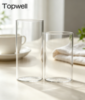 Tasse en verre borosilicate TOPWELL 300 ml et 500 ml sans anse, style moderne, résistante à la chaleur, compatible micro-ondes et lave-vaisselle