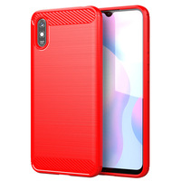 Nouvelle coque de téléphone tendance en TPU souple antichoc avec texture brossée en fibre de carbone pour Redmi 9A 9C