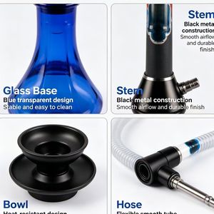 Chicha portable de luxe moderne, ensemble complet en verre avec technique miroir, accessoires de voiture en acier inoxydable - Product Image 6