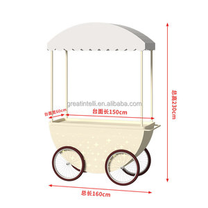รถเข็นขายอาหารแบบมีขาตั้งสำหรับตลาดกลางแจ้งเคลื่อนที่ตู้ขายอาหารซุ้มขายเบอร์เกอร์รถเข็นขายอาหารจานด่วนบูธทอดยาว - Product Image 6