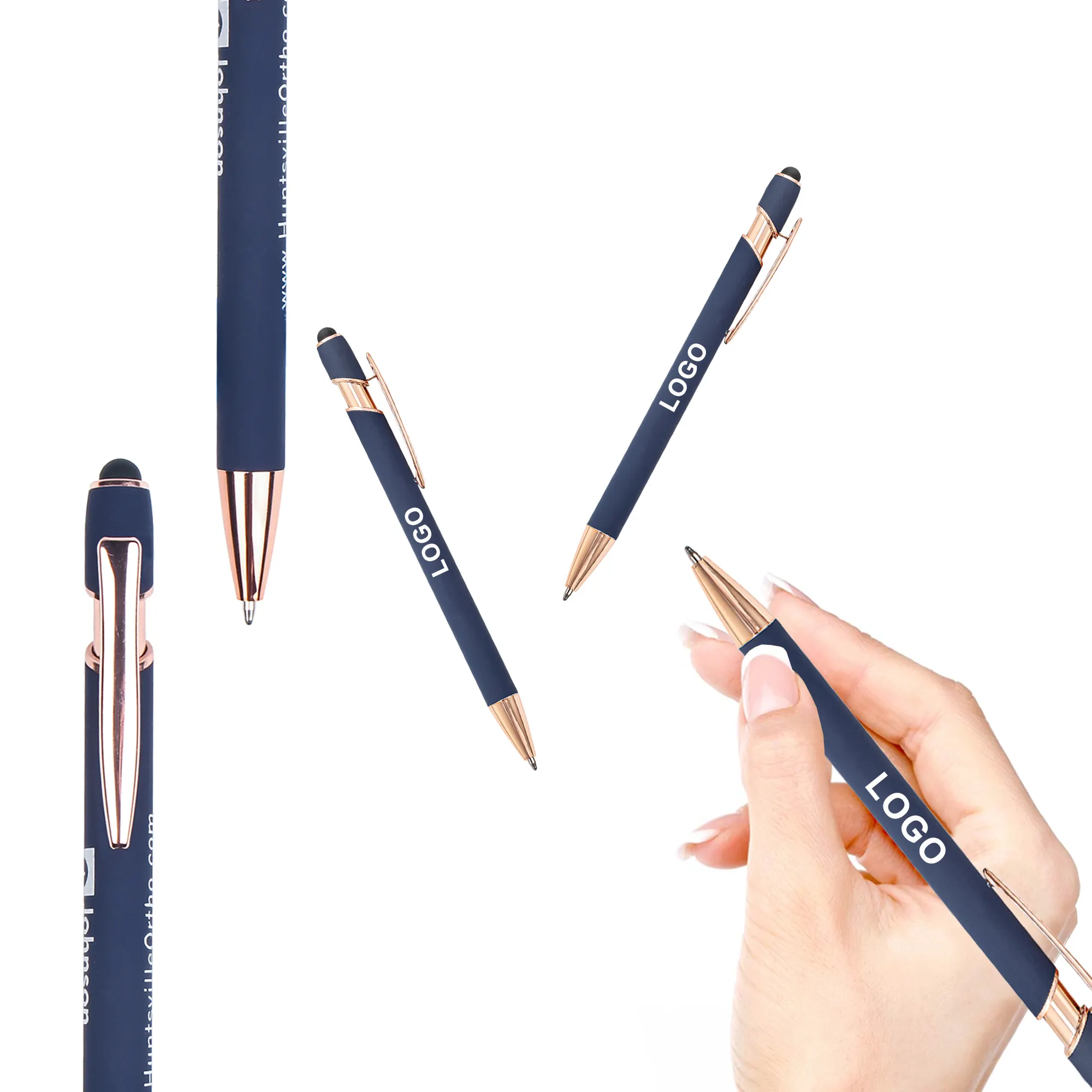 Écriture de marque de luxe personnalisée multifonction Soft Touch Promotion stylo à bille personnalisé en métal avec stylet Logo imprimé