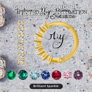 Pendientes de Aro Starsgem de Oro de 14K con Diamantes Cultivados en Laboratorio, 1.8mm, Color D, Corte Redondo, Oro Amarillo, Baño de Rodio, Modernos - Product Image 2
