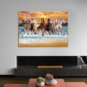 <span class=keywords><strong>Famosos</strong></span> siete <span class=keywords><strong>caballos</strong></span> blancos corriendo pinturas <span class=keywords><strong>de</strong></span> paisaje dorado sobre lienzo Arte <span class=keywords><strong>de</strong></span> la pared Decoración - Product Image 3