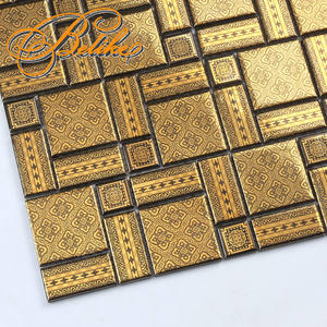 황금 코팅 세라믹 모자이크 벽 타일 클래딩 홈 장식 웅장한 빈티지 궁전 분위기 스타일 인테리어 기능 백 스페이스 - Product Image 5