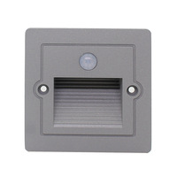 Lumière d'escalier LED intelligente à détecteur de mouvement, étanche IP65, 2W 3W, en aluminium, carrée, pour extérieur, jardin, mur, encastrée, durable