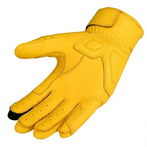 Gants de cyclisme en cuir jaunes à doigts entiers, respirants, avec sangle de poignet réglable, compatibles écran tactile, unisexe, toutes saisons - Product Image 6