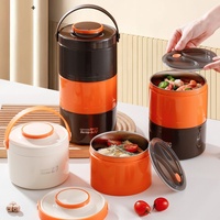 Boîte à lunch bento imperméable colorée orange, noire, blanche, à une/des deux/des trois étages, pour le stockage et le transport des aliments