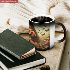Tasse à induction liquide thermosensible 11oz en céramique noire givrée – Cadeau original - Product Image 3