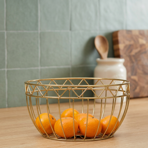 Panier de rangement rond en métal, corbeille à fruits en fil d'acier inoxydable, design minimaliste pour cuisine, conteneur de rangement durable, type sur pied - Product Image 5