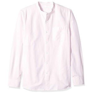 Hommes 100% coton <span class=keywords><strong>oxford</strong></span> <span class=keywords><strong>col</strong></span> debout couleur uni manche longue chemise décontractée - Product Image 3