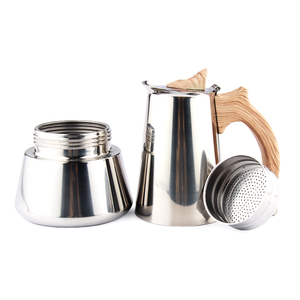 Cafetière à expresso Moka en acier inoxydable avec revêtement en bois écologique personnalisé pour cuisinière - Product Image 4