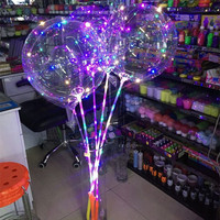 Nouveau 2023 Ballon Lumineux LED Rond Transparent Personnalisé Bobo LED avec Bâton pour Noël