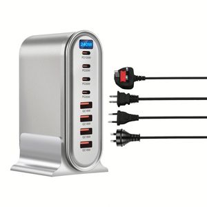 240W GaN High-Power Desktop Charging Station Multi-Ports Fast Charging Adapter 4U4C Travel Block Charger with Digital Display - Product Image 1