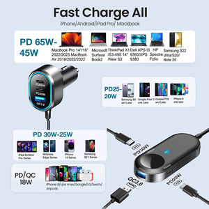 Chargeur <span class=keywords><strong>USB</strong></span>-<span class=keywords><strong>C</strong></span> rapide multiport pour voiture, adaptateur de charge pour allume-cigare avec <span class=keywords><strong>c</strong></span>âble de charge - Product Image 2