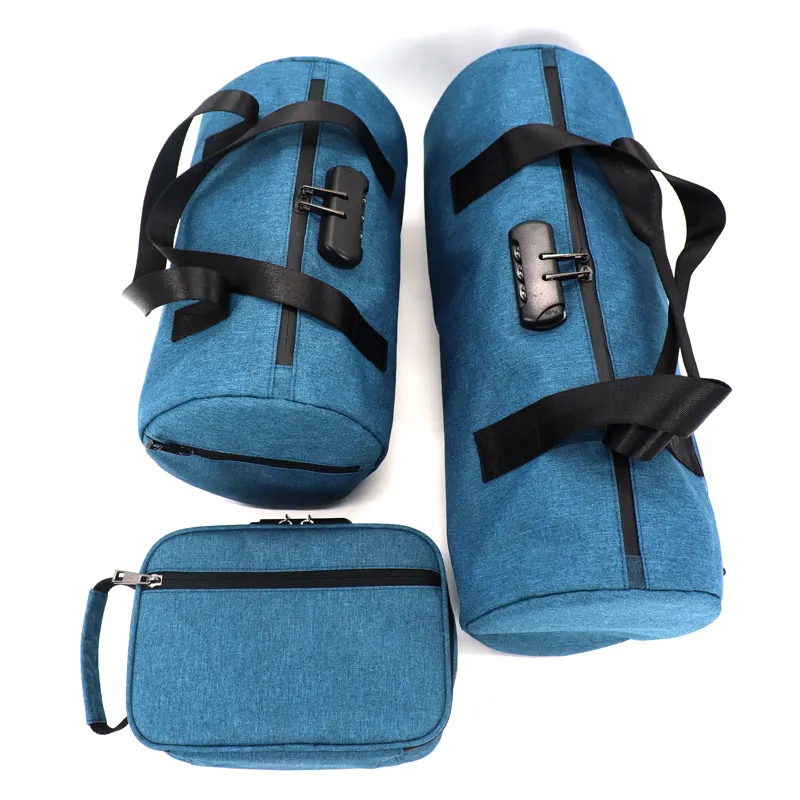 Yüksek kaliteli seyahat kokusu geçirmez taşıma çantası kilit ile büyük dolgu karbon kaplı koku dayanıklı silindir çanta