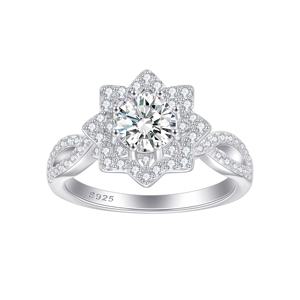 Fabricant de bijoux sur mesure en argent sterling 925 plaqué rhodium, forme de fleur, pour femmes, mariage, fiançailles, demande en mariage, fête, bijoux fins - Product Image 1
