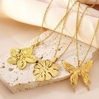 Pendentifs géométriques en or, collier papillon en acier inoxydable de luxe léger, accessoires tendance en gros pour femmes TGXL14740