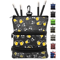 Sac de golf Amrta portable en polyester durable, imprimé sur mesure, multi-poches, avec clip et fermeture éclair, pour tees et balles de golf