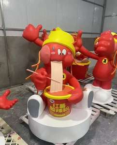 Sculpture d'artiste en plastique renforcé de fibres de verre (FRP) pour l'intérieur, figurine de dessin animé, béret <span class=keywords><strong>rouge</strong></span>, palette, pinceau, statue pour l'espace public, devanture de magasin - Product Image 4