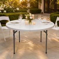 Großhandel 6ft Runde Metall-Kunststoff-Klapptische und -Stühle für Bankette, Outdoor-Garten-Events, Partys und Essen im Freien