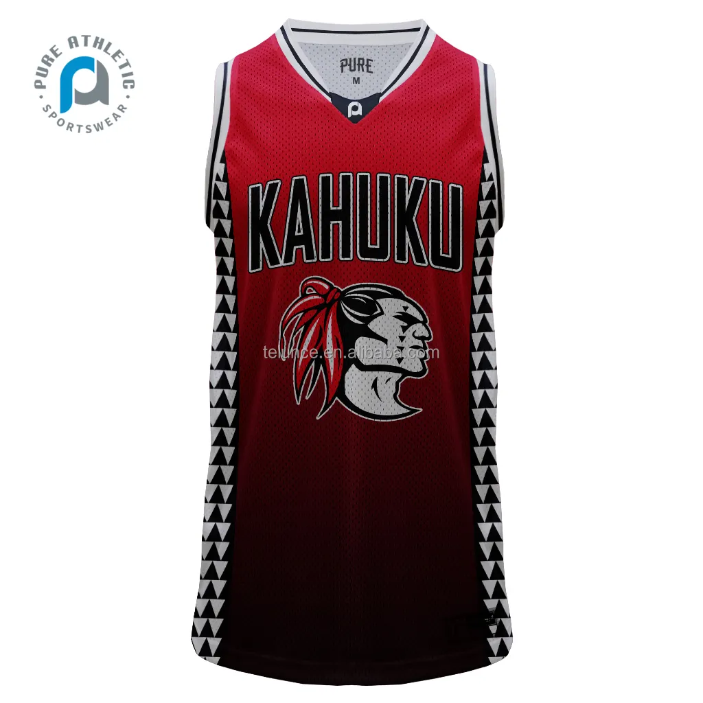 PURE custom nbaa jersey college club team sublimated red raiders Mesh quick dry mens wear boys basketball uniform sets reversive