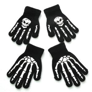 Người Lớn Trẻ Em Halloween <span class=keywords><strong>Skeleton</strong></span> In Ấn Găng Tay Sáng Căng Găng Tay Dệt Kim Phụ Kiện Halloween - Product Image 1