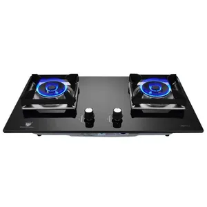 2 Burner Stainless Steel Top Gas Hob With Round Pan Support
