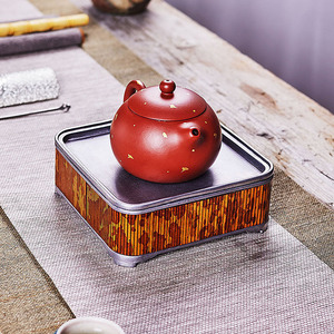 Xiangfei Bamboo Teapot Holder Square Ginkgo Color Kung Fu <b>Tea</b> <b>Set</b> Dry Brewing Tray Household <b>Tea</b> Table Accessory - Product Image 1