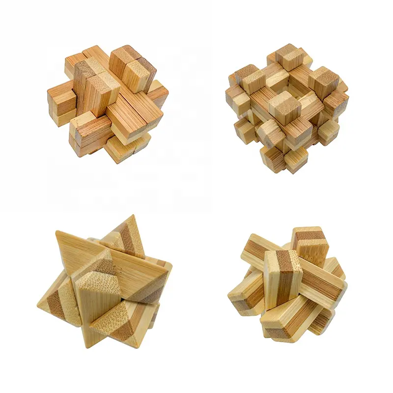 C01404-C01407 Logic Puzzle Luban Kunci Kerajinan Bambu Teka-teki 3D untuk Anak-anak dan Dewasa