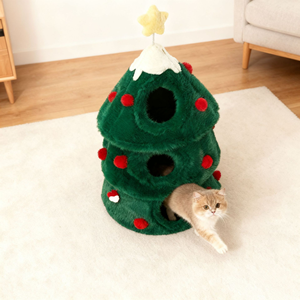 Lit pour chat en forme de sapin de Noël, <span class=keywords><strong>maison</strong></span> pour chien d'intérieur, tente igloo portable verte pour animaux de compagnie, niche pour chatons et petits animaux - Product Image 4