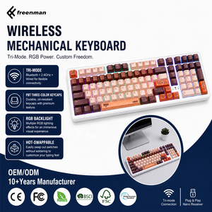 Teclado Mecánico Inalámbrico RGB Tri-Modo para Juegos, Tamaño Completo, Retroiluminación RGB, Ofrece Efectos de Iluminación Vibrantes de 7 Colores RGB - Product Image 1