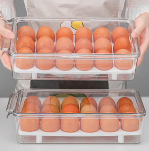 <strong>Plastic</strong> Kitchen Pantry Cabinet, Refrigerator or Freezer Food <strong>Storage</strong> <strong>Bins</strong> with Handles Food Organizer Egg Placement - Product Image 2