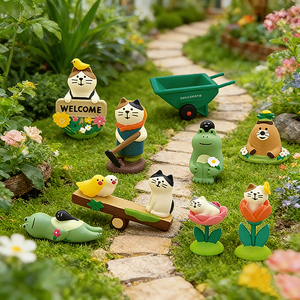 Adorno Pequeño de Resina con Diseño de Gato y Rana, Estilo Japonés ZAKKA, para Jardín o Granja, Artesanía en Miniatura - Product Image 1