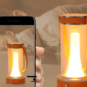Portable <b>Table</b> Lamp Rechargeable <b>Led</b> Camping Night <b>Light</b> Blue Handle D8 H16cm Touch Control Decorative Lantern - Product Image 2