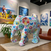 Sculpture d'éléphant 3D grandeur nature en résine colorée, modèle ange, pour jardin extérieur, style Pop Art, par un artiste contemporain