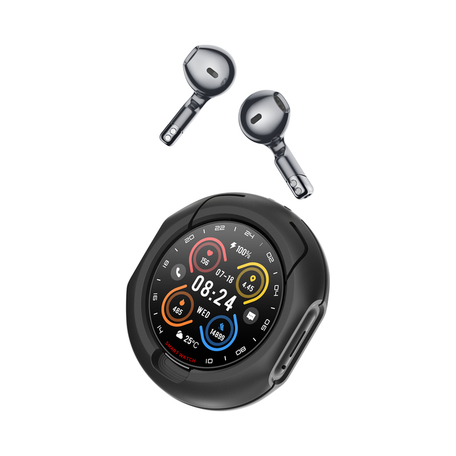Protective Case Waterproof D9 Earphone Smart Watch NFC Music Player BT Calling TWS Sport 2 in 1 SmartWatch 240mah Blood Oxygen