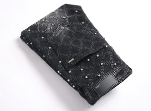 Jeans da <span class=keywords><strong>Uomo</strong></span> High Street Bootcut alla Moda, Elasticizzati, Strappati, con Ricamo a Diamante, Skinny, a Zampa d'Elefante, Effetto Stacked - Product Image 6
