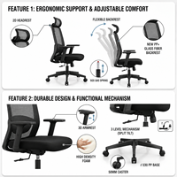Silla de Oficina Ergonómica de Malla al por Mayor, Silla Giratoria con Ruedas y Altura Ajustable, con Respaldo Transpirable para Oficina en Casa