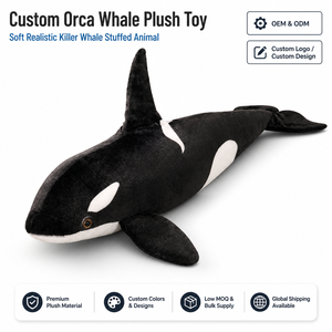 Peluche Orca Balena Assassina Grande Morbido in Velluto, Animale Marino Imbottito, OEM ODM Personalizzato, Ingrosso - Product Image 1