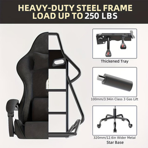 <span class=keywords><strong>Silla</strong></span> Gamer de Cuero de Alta Calidad y Económica 2026, <span class=keywords><strong>Silla</strong></span> de Juego Ergonómica con Respaldo Alto, Negra, con Reposacabezas y Soporte Lumbar - Product Image 5