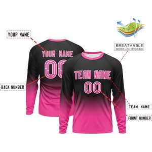 Camiseta de béisbol de manga larga con degradado personalizado 2025, ropa deportiva personalizada con nombre y número impresos para hombres, mujeres y jóvenes - Product Image 1