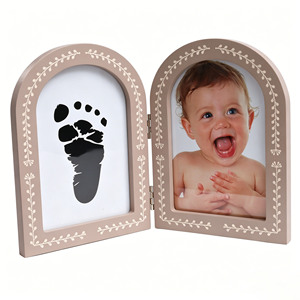 Cadre photo pliable en bois cintré pour empreintes de bébé, cadre souvenir pour empreintes de mains <span class=keywords><strong>et</strong></span> de pieds de nouveau-né, décoration de table - Product Image 1