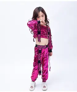 Children's Jazz Sequin Costume Girl Model Walks Drum Set Sequin Hip-Hop Suit