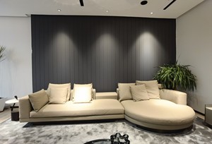 Juego de Sofás Reclinables en Forma de L, Tapizados, de Cuero Italiano de Grano Completo, Estilo Minimalista Milano, para Villa - Product Image 4