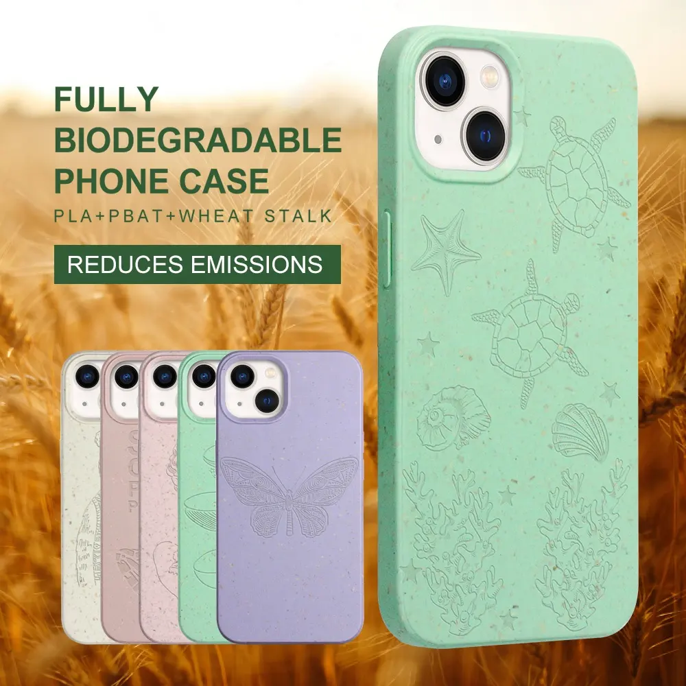 Полностью биоразлагаемый чехол для телефона iphone 12 с резьбой по индивидуальному заказу, экологически чистый чехол