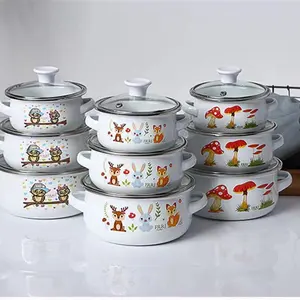 Wholesale Enamel Casserole 12/14/16CM Small Capacity Enamel Soup Pot Cooking Pot Casserole Set