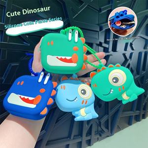 Sac à Monnaie en Silicone Dinosaure Mignon en Gros, Pochette Simple pour Écouteurs, Petit Sac de Rangement Portable pour Enfants, Cadeaux Nouveauté - Product Image 3