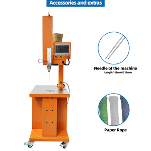 Semi-Automatic Paper Rope <b>Binding</b> <b>Machine</b> Electric 220V Orange Color PLC Control 82KG for Toy Tools Packing - Product Image 2
