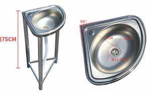 Évier d'angle en acier inoxydable avec robinet, cuve unique, surface polie, 31 cm x 25 cm, profondeur 11,5 cm, évier de cuisine design industriel - Product Image 4